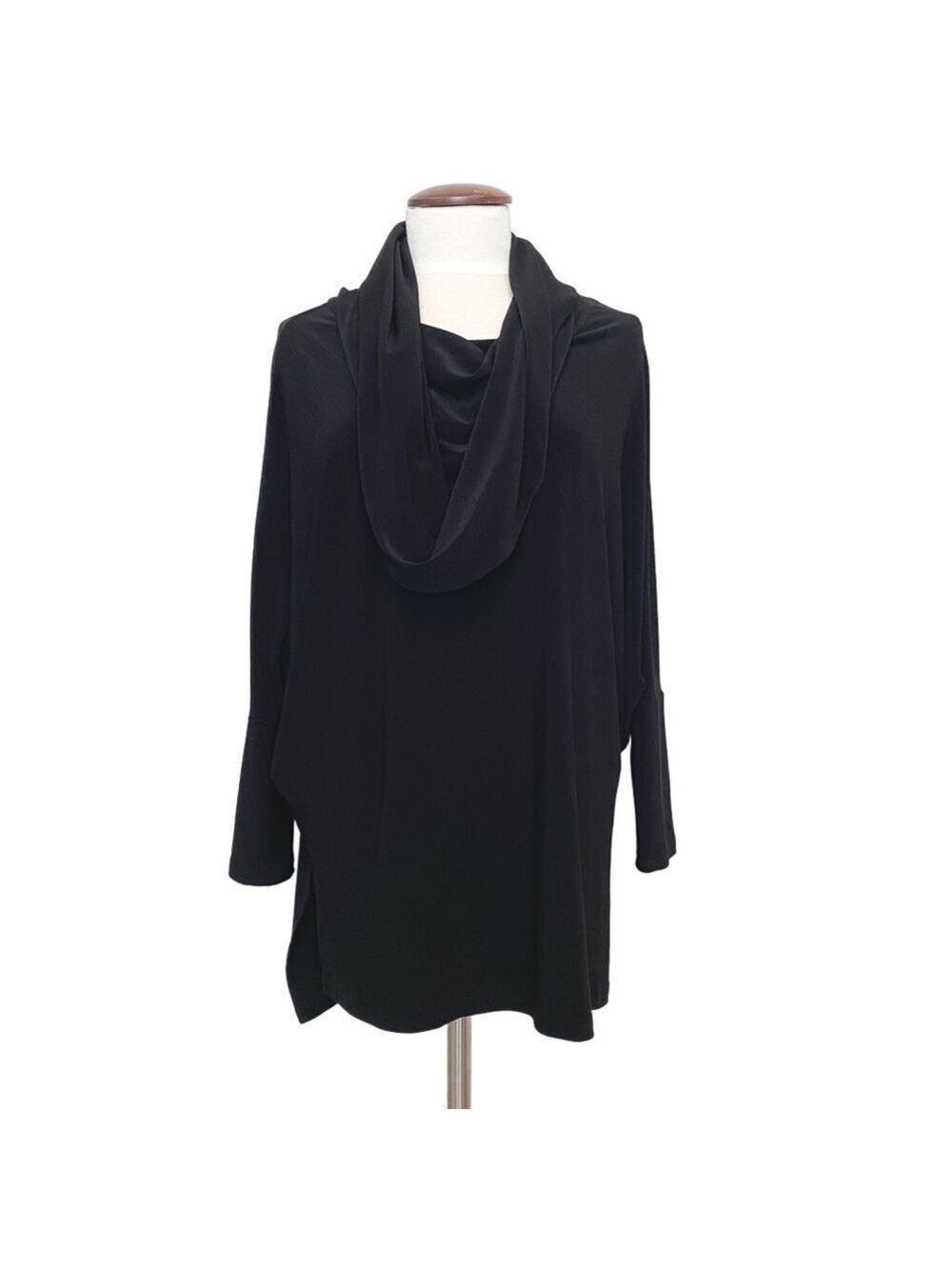 Sympli Cowl Neck Jersey Oversized Tunic Black Sz 8